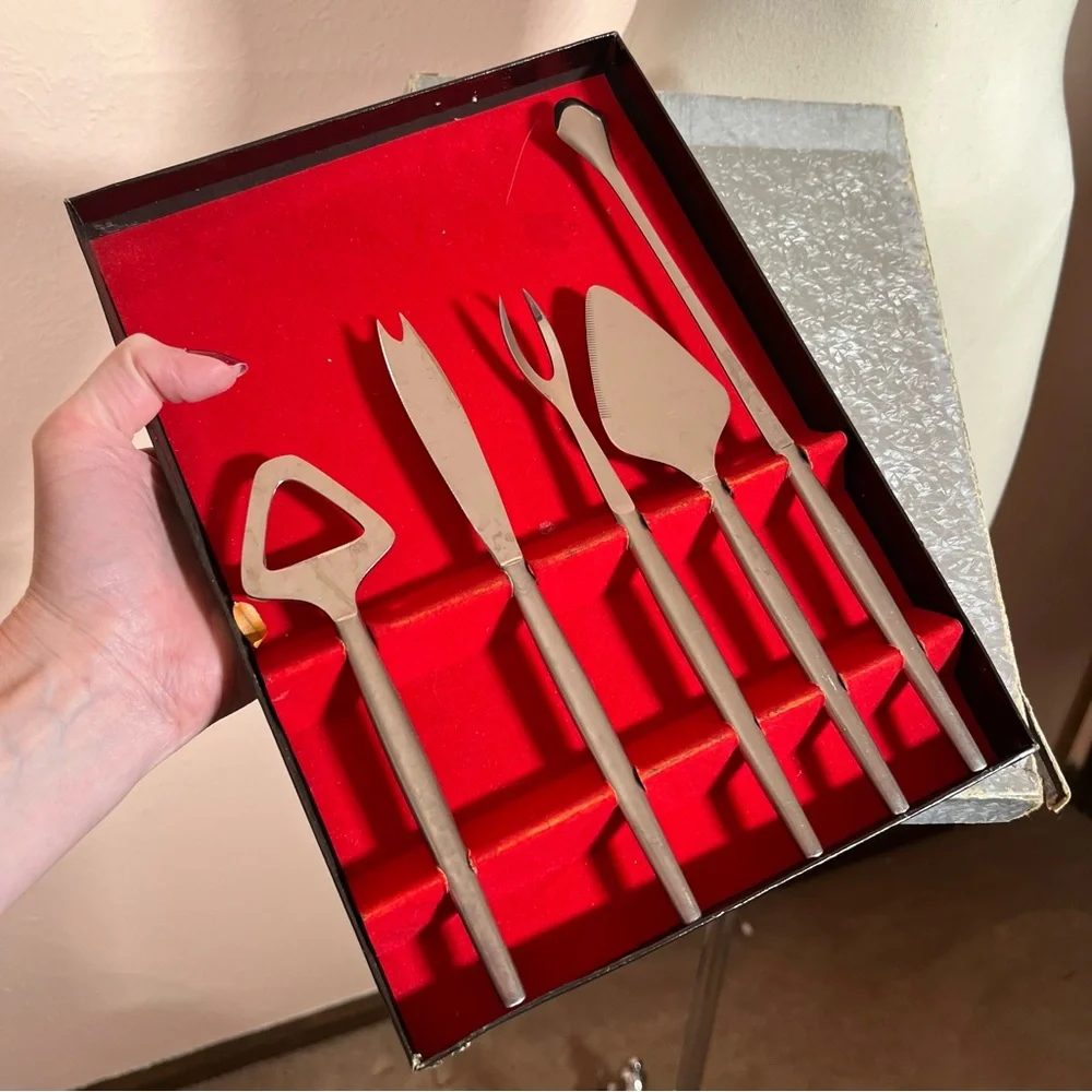 Vintage Stainless steel MCM Cocktail Hors d'oeruve Party utensils Bar accessory